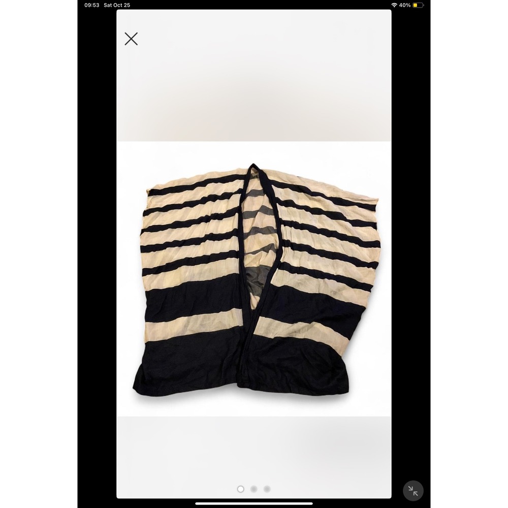 LOFT Striped Kimono Cardigan Cover Up‎ XS S Beige Black Rayon Cotton Blend